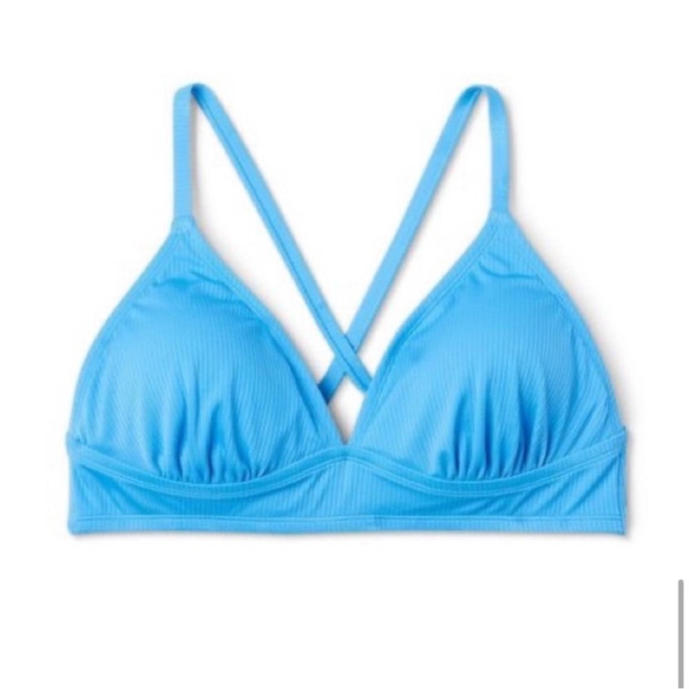 Wild Fable Blue Ribbed Triangle String Bikini Top - Picture 3 of 4